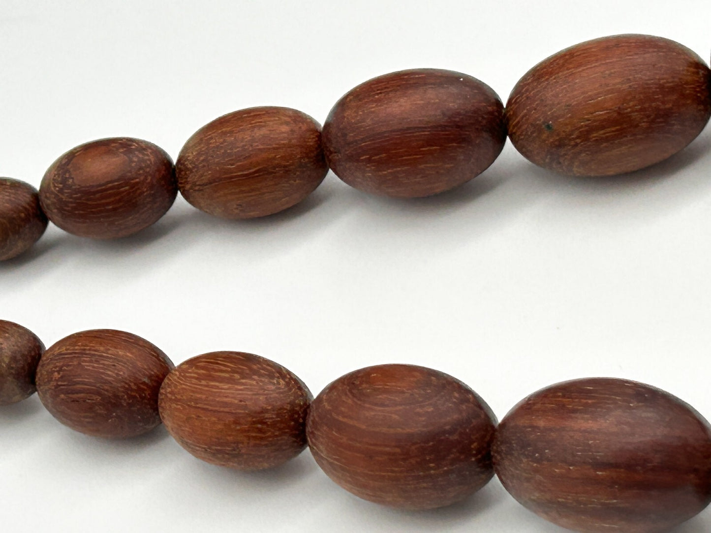 Vintage Chunky Wood Bead Necklace Graduated Oval Natural Wooden Beads
