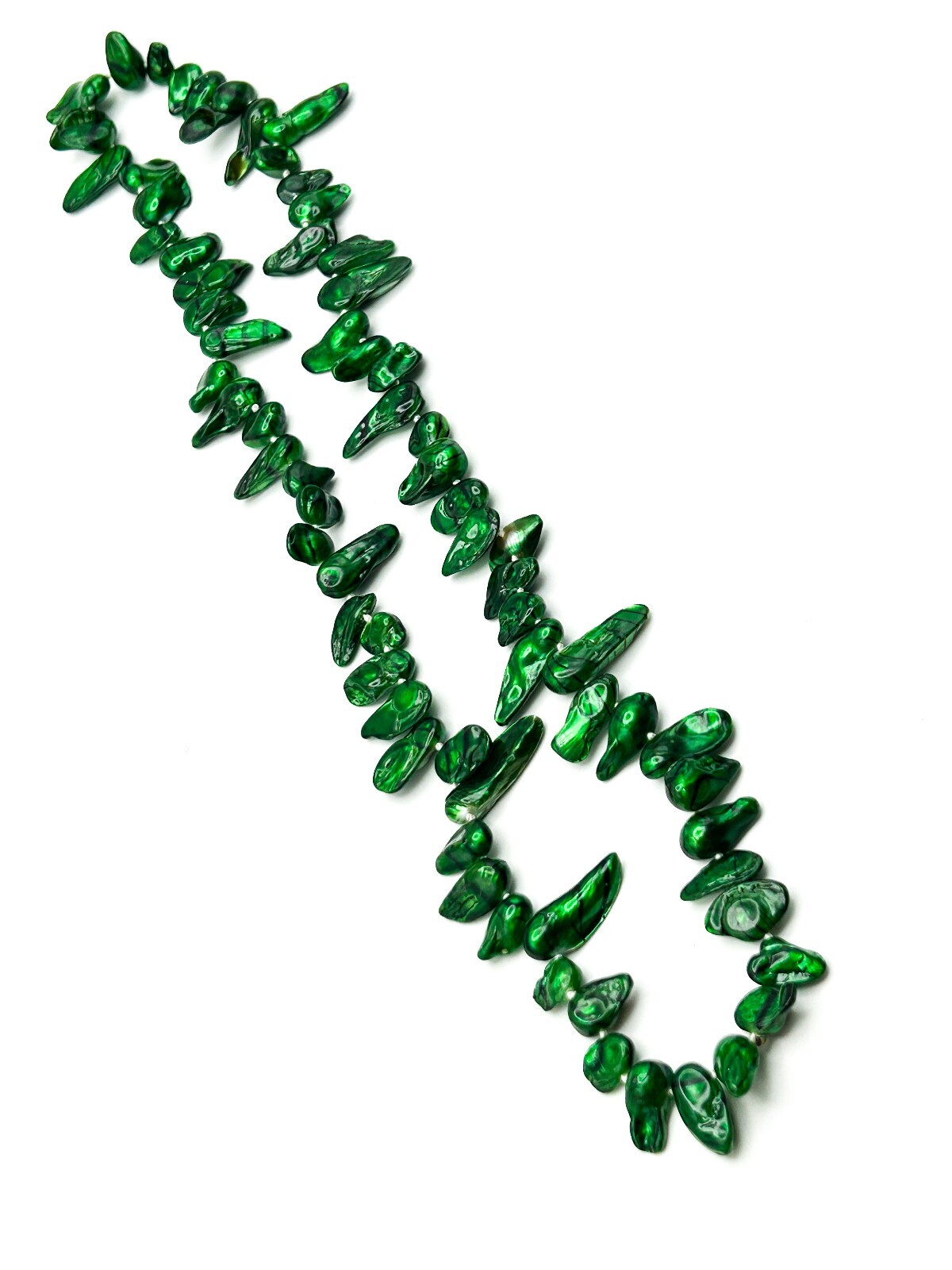 Dyed Green Baroque Pearl Necklace Resin Coated Organic Pearl Statement Necklace