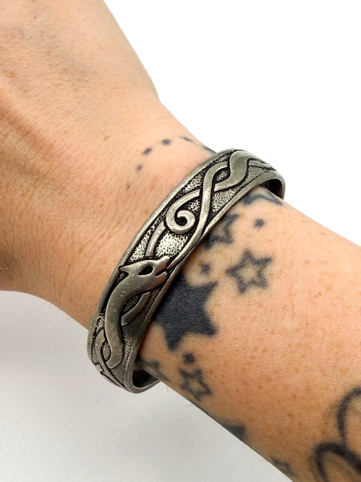 St Justin Pewter Celtic Serpent Dragon Bangle Cornwall Mythology Bracelet