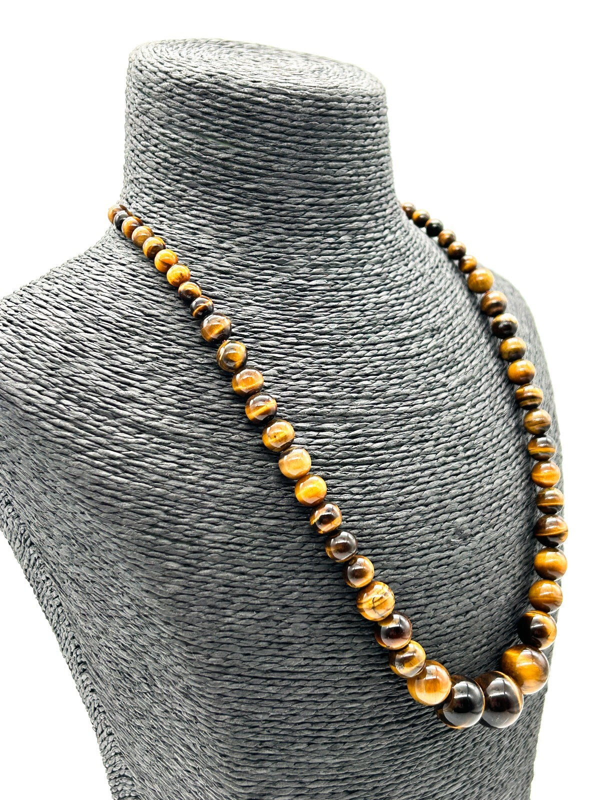 Graduated Tiger’s Eye Gemstone Necklace Magnetic Bolo Clasp