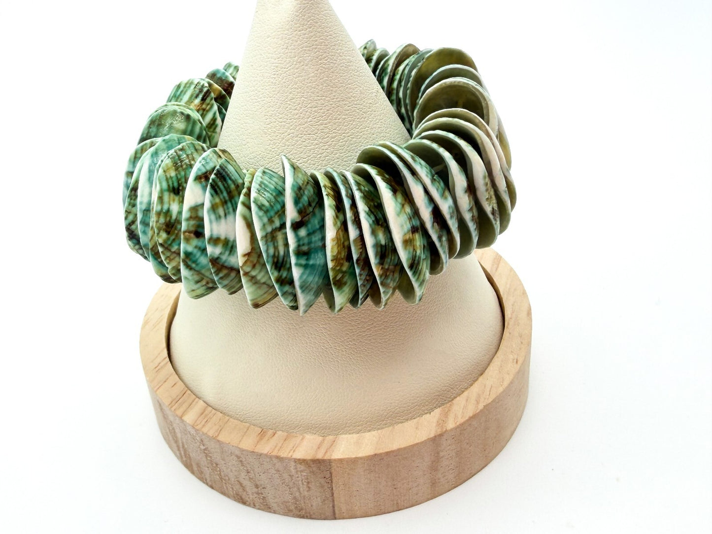 Green Dyed Shell Stretch Bracelet Natural Statement Boho Beach Jewellery
