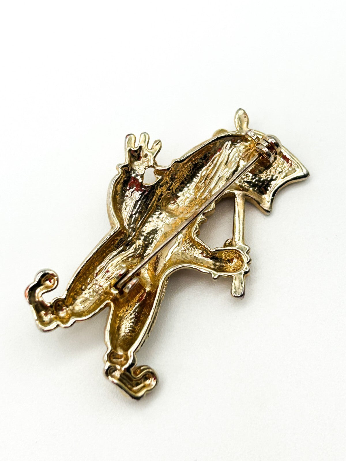 Vintage Enamel Clown Brooch with Umbrella