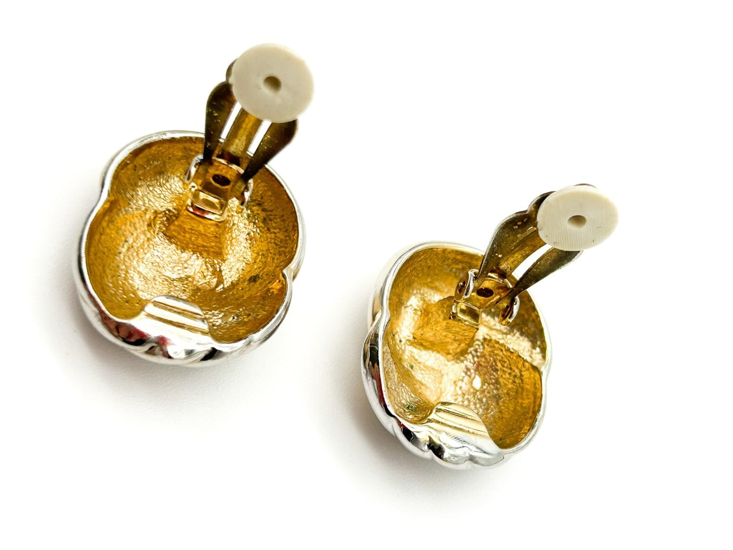 Vintage Chunky Gold and Silver Tone and Enamel Clip On Earrings Bundle 80s Retro
