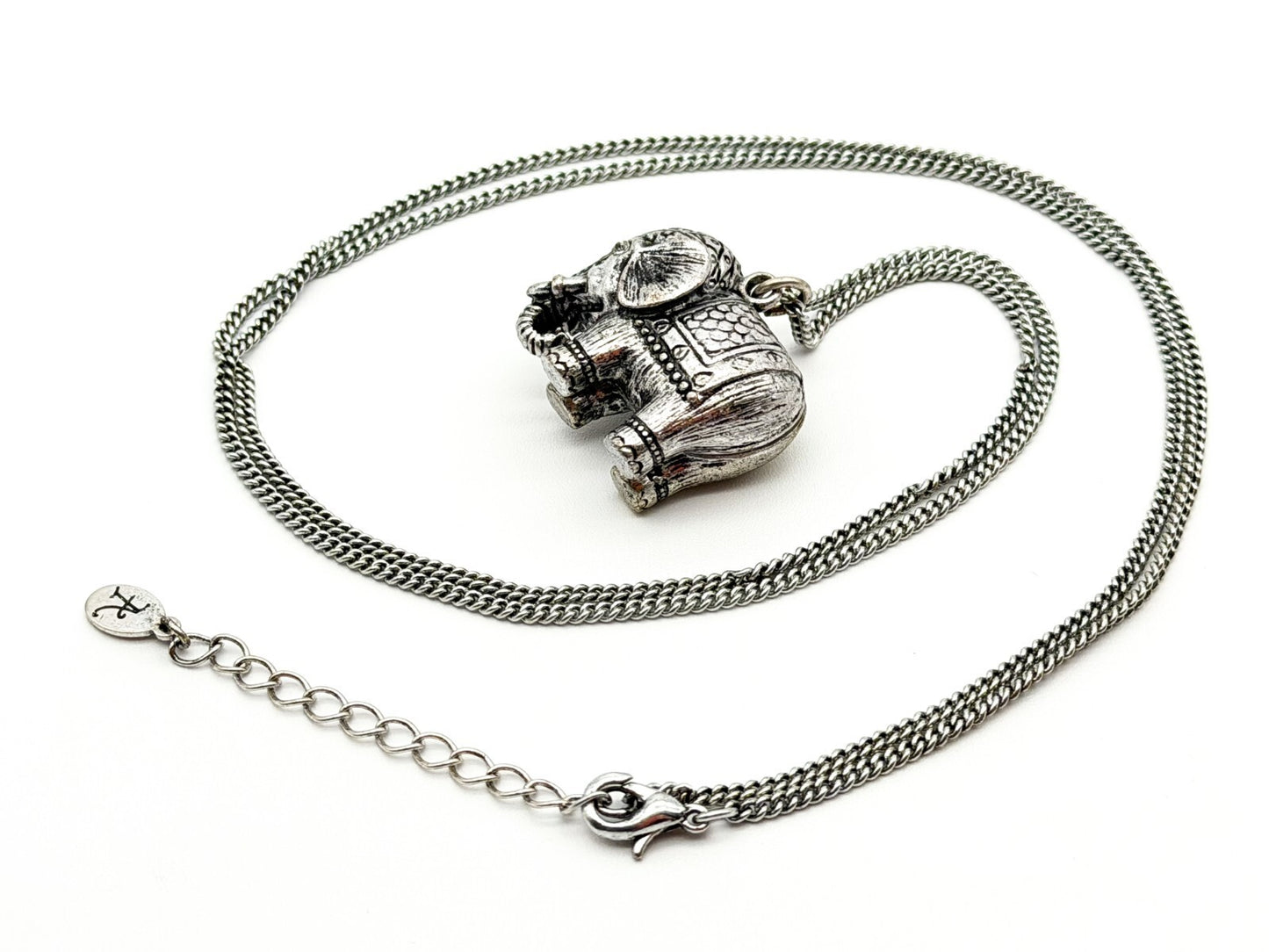 Accessorize Silver Tone Elephant Charm Pendant Long Necklace Boho