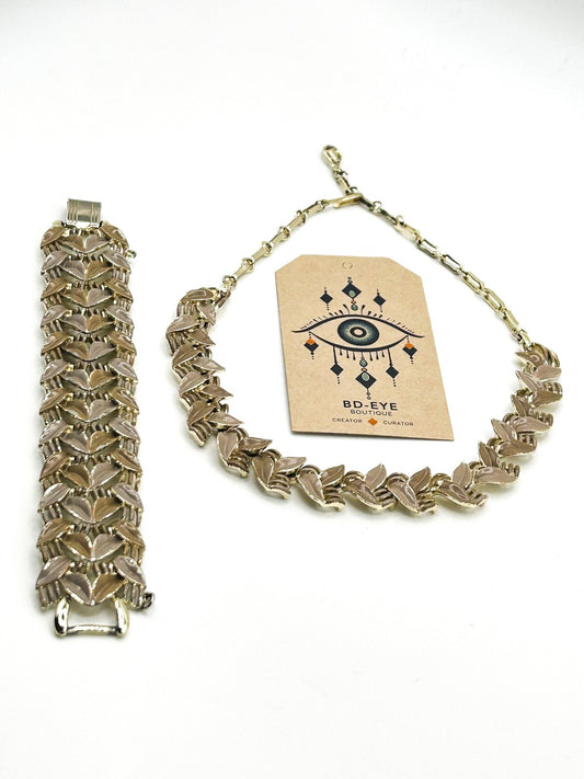 Vintage Coro / Jewelcraft Leaf-Design Necklace & Bracelet Set
