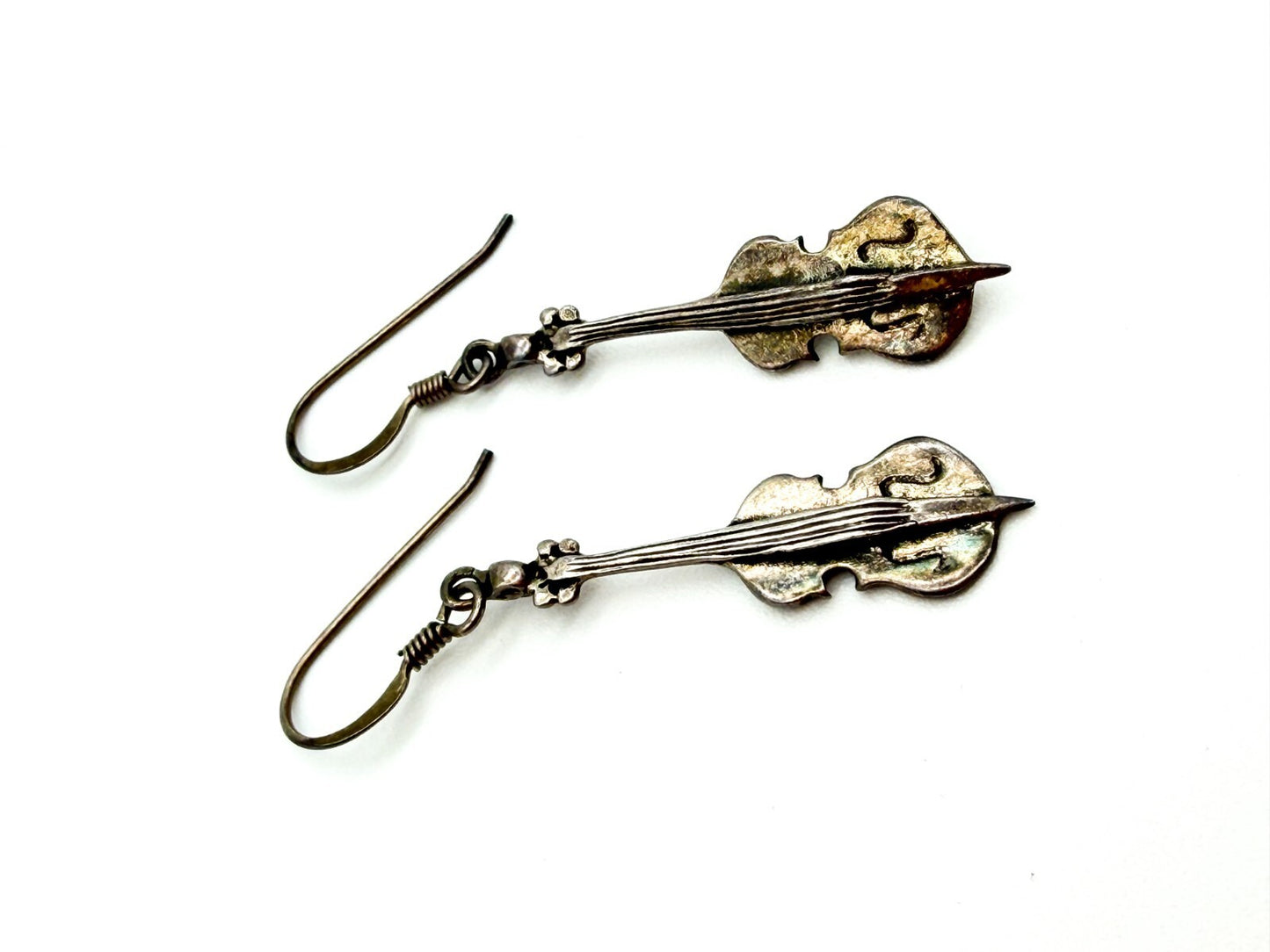 Sterling Silver 925 Double Bass Earrings Strings Instrument Novelty Music Gift