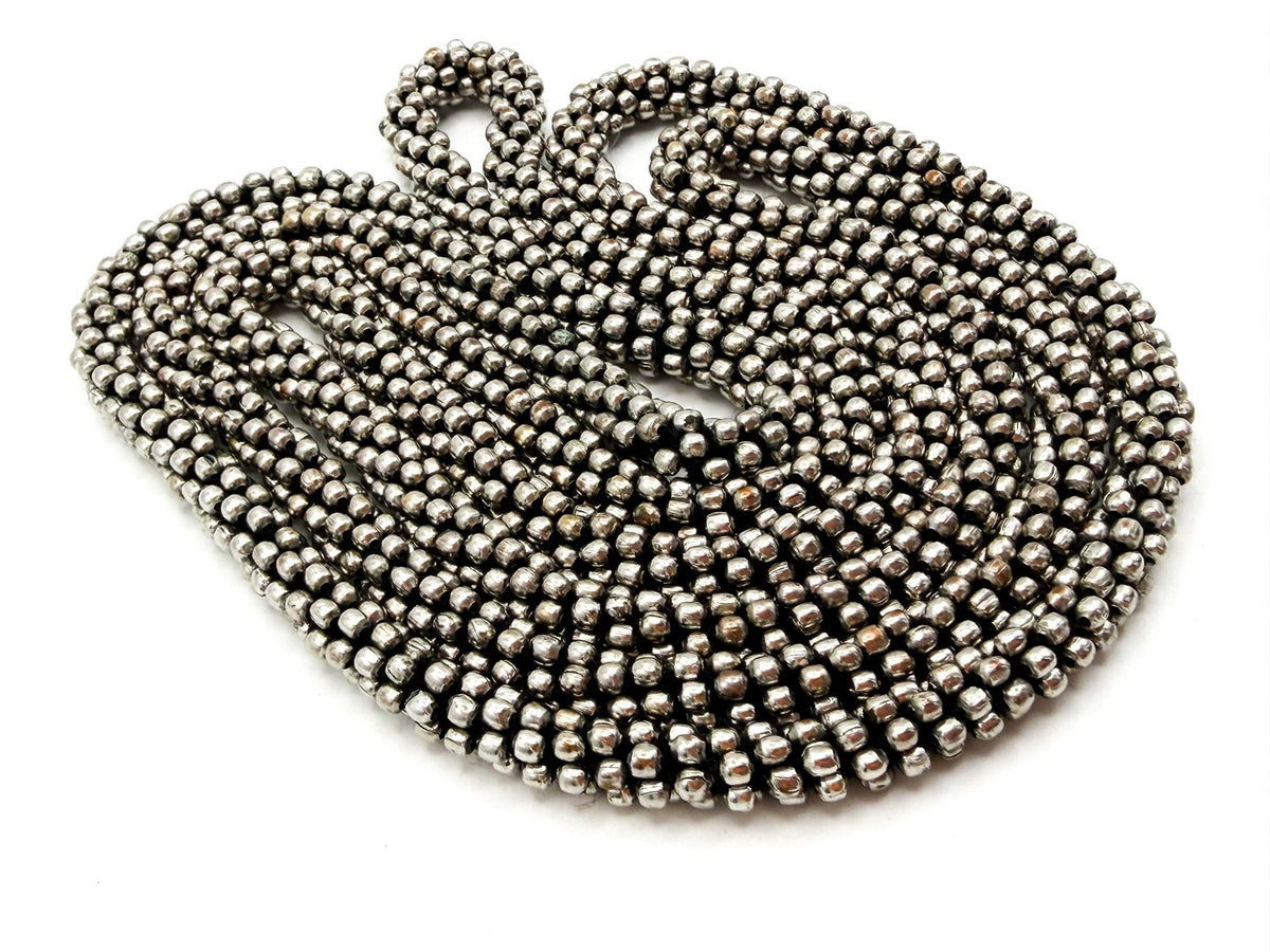 Silver Tone Popcorn Style Bead Necklace – Multi Strand Look