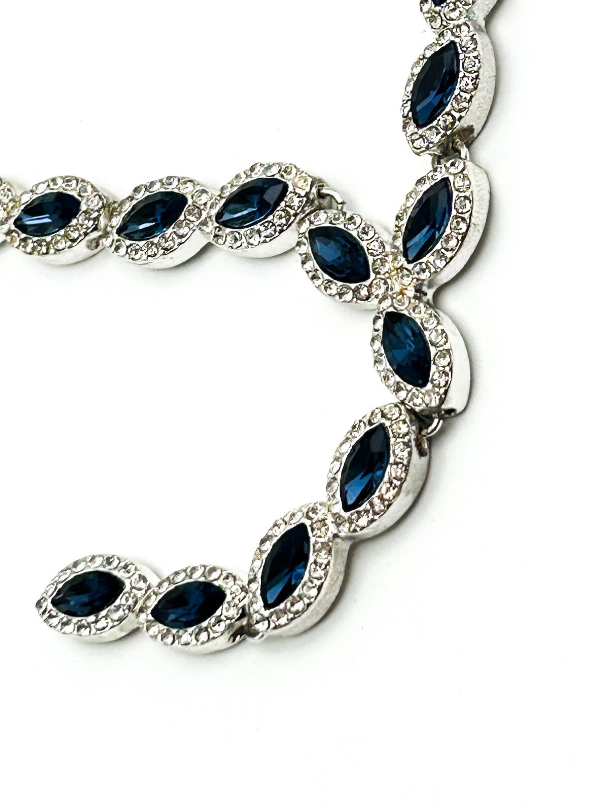 Jon Richard Blue Marquise Y Necklace Silver Tone Rhinestone Drop Evening Sparkle