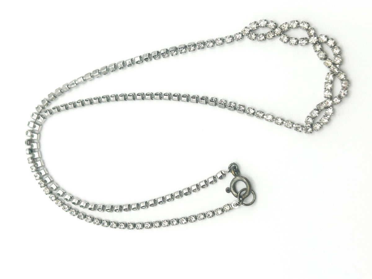 Vintage Rhinestone Infinity Design Necklace