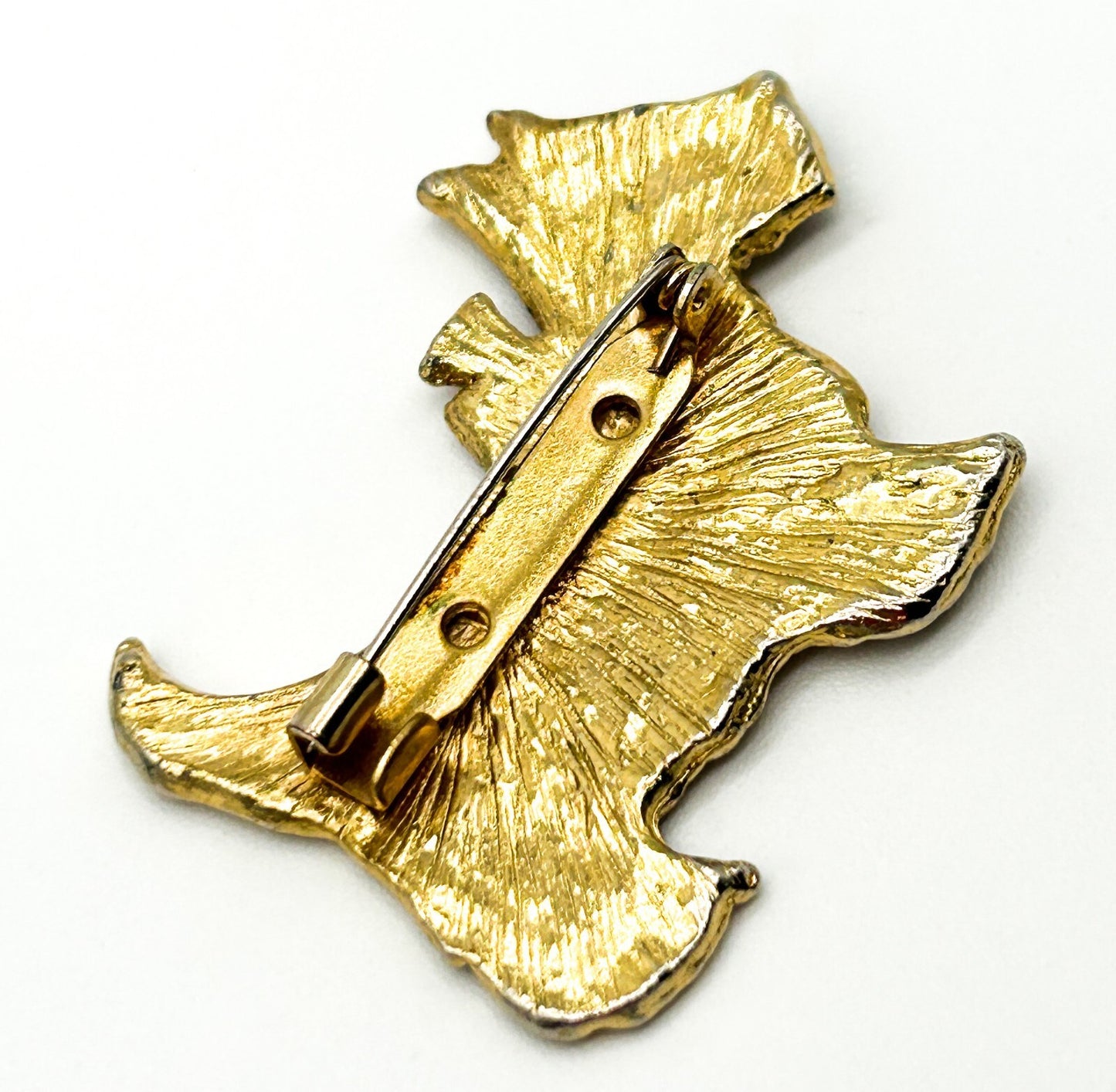 Vintage Gold Tone Black Enamel Scottish Terrier Brooch Scottie Pin Rhinestone