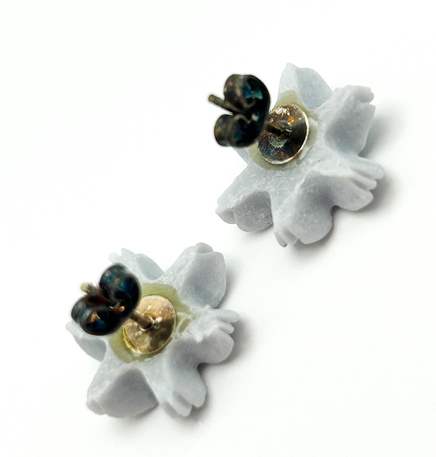 Vintage Handcast Floral Brooch & Earrings Set Pastel Resin Boxed Gift Set