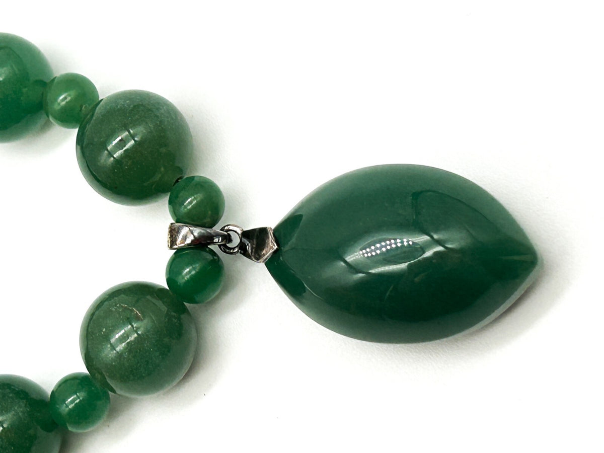 Aventurine Necklace & Earrings Set 925 Sterling Silver Pendant Bale 21”