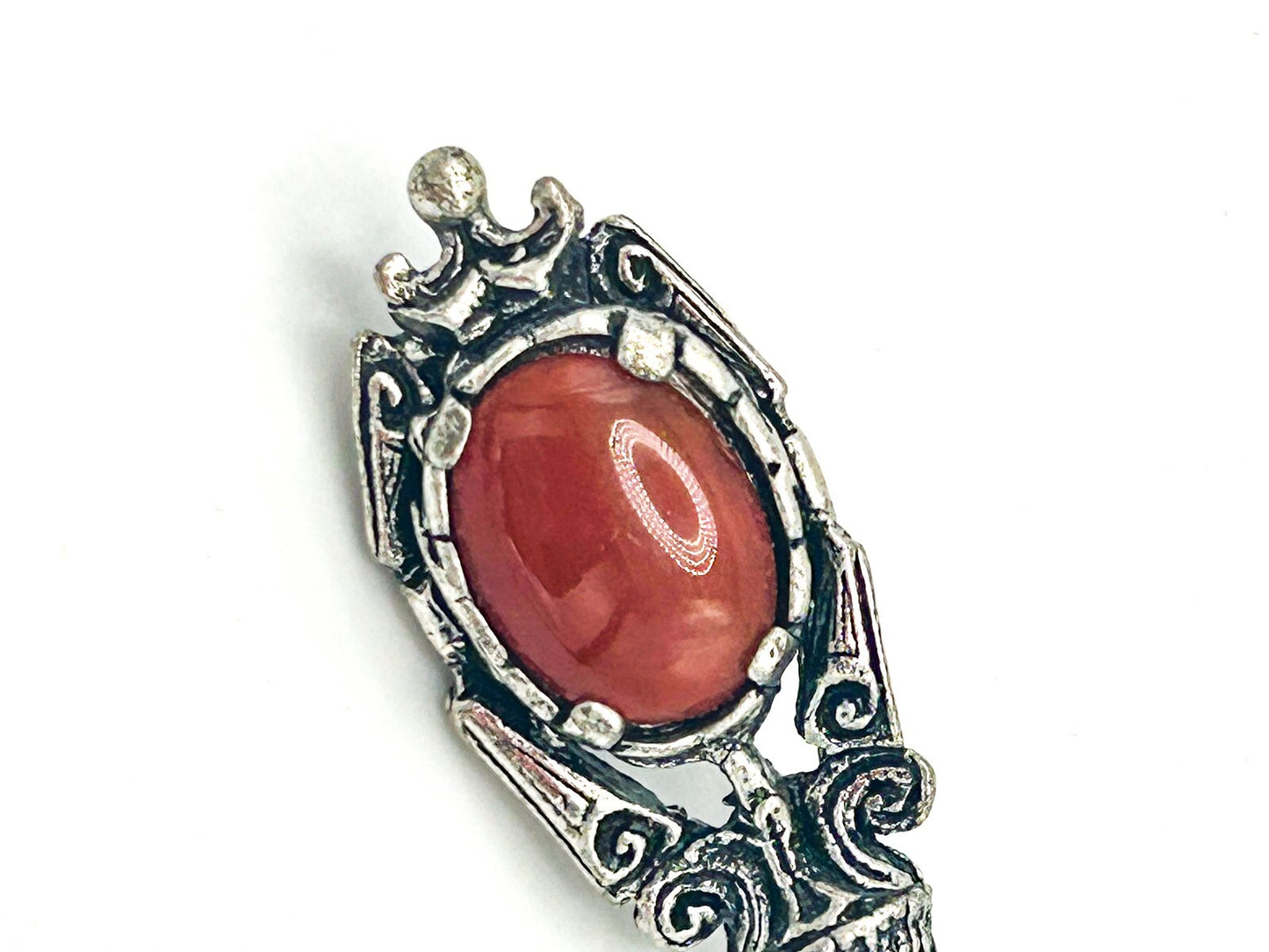 Scottish Signed MIRACLE Vintage Faux-Carnelian/Agate (Glass) Ornate Brooch