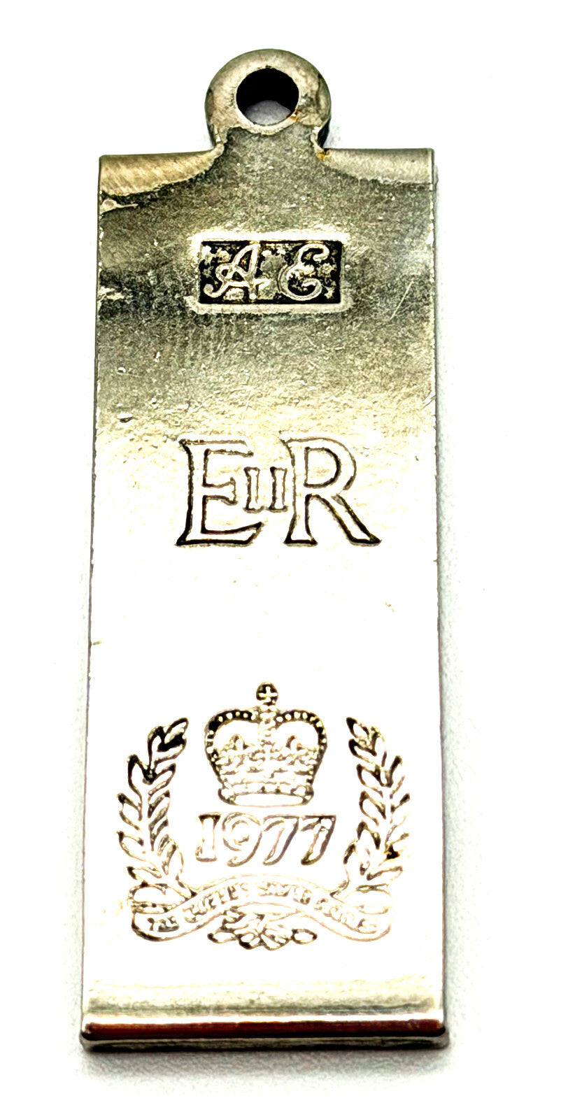 Vintage 1977 Queen Elizabeth II Silver Jubilee Ingot Pendant by A&E
