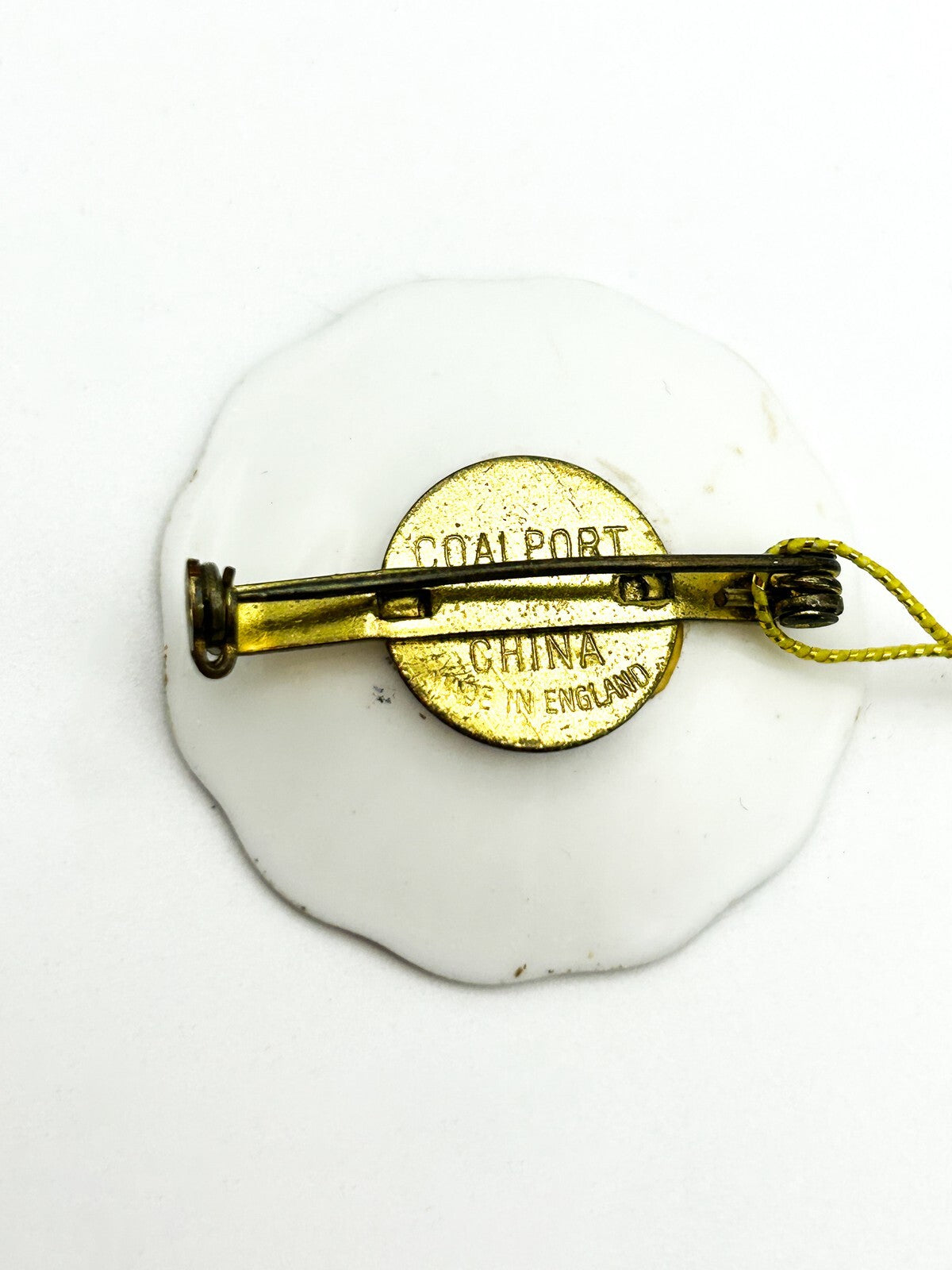 Vintage Coalport Fine Bone China Floral Plate Brooch Miniature Gold Tone England