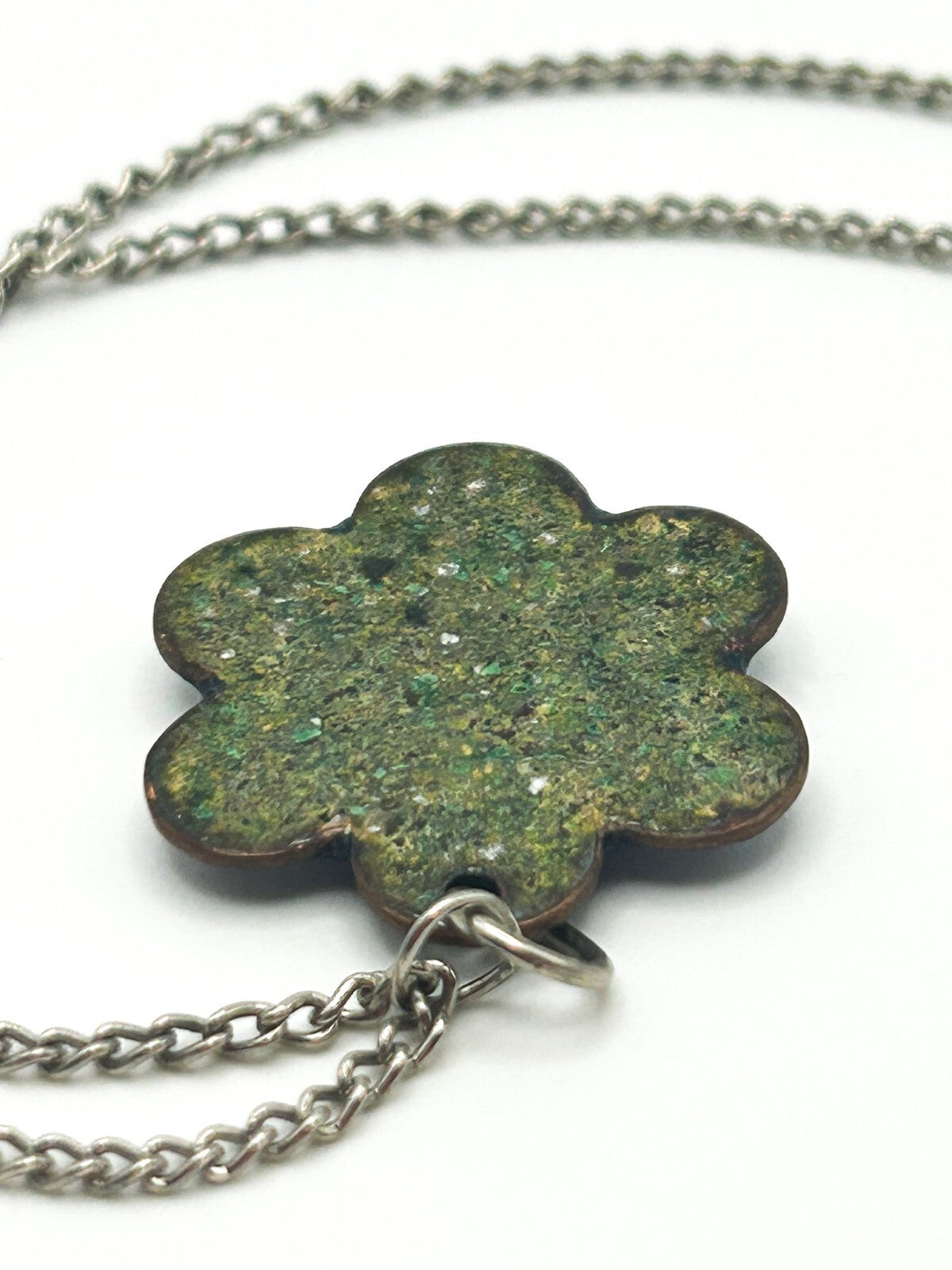 Vintage Floral Murano Glass Millefiori Flower Pendant Necklace - Spring Blue Red