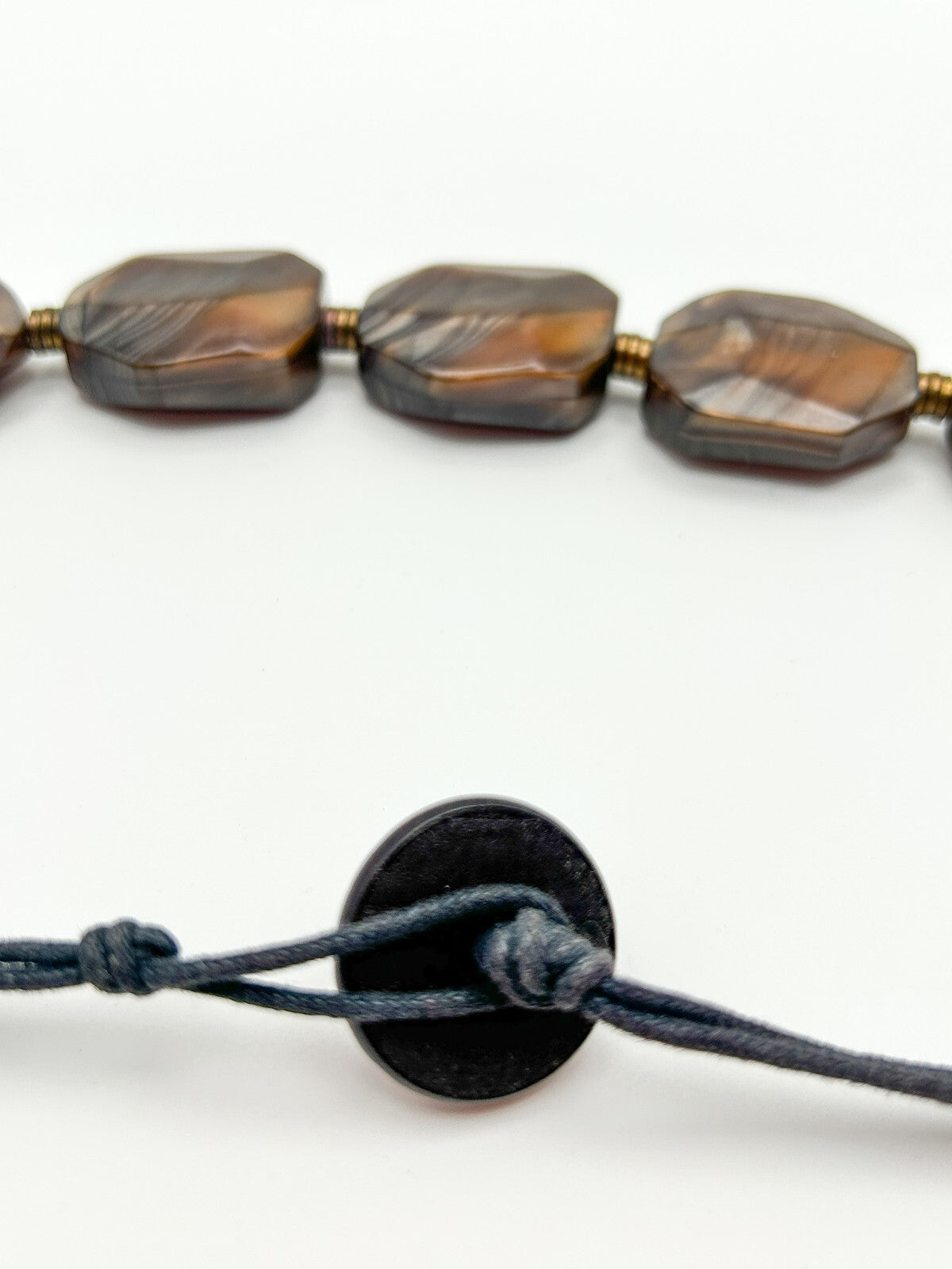 Vintage Brown Metallic Shimmer Marble-Effect Faceted Acrylic Nugget Necklace