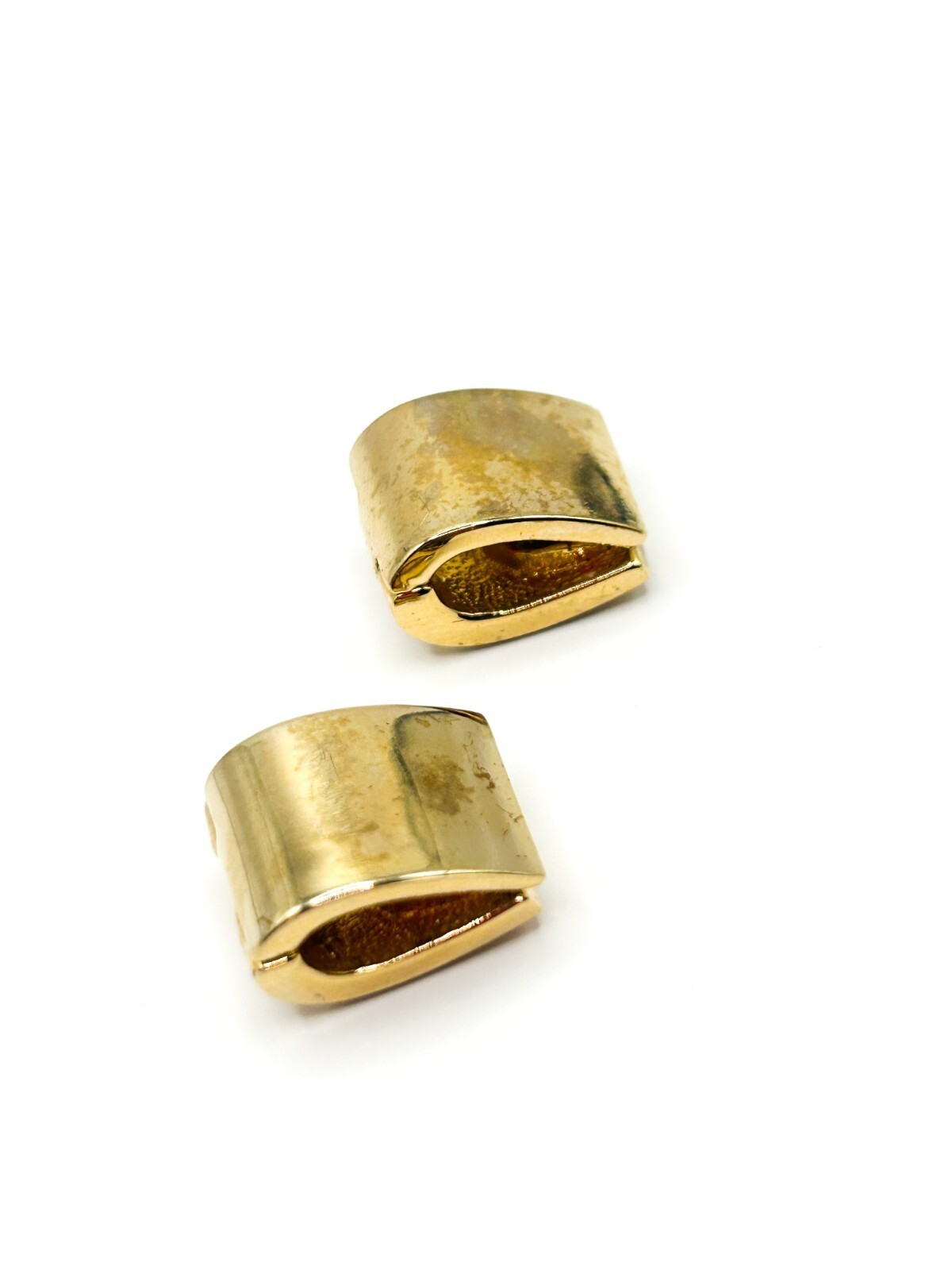 Vintage Monet Gold Tone Baguette Rhinestone Magnetic Earrings Original Card