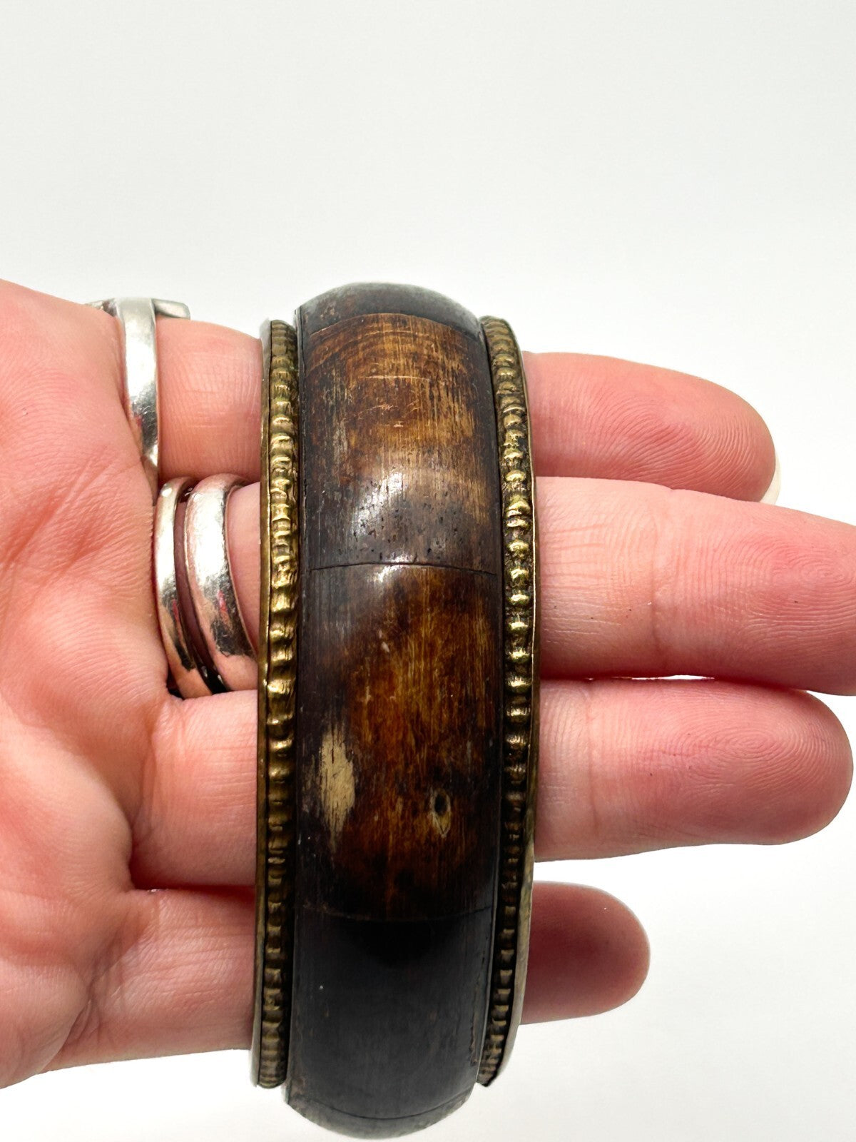 Vintage Natural Organic Material Brass Bangle Boho Natural Bracelet Bohemian 6.5