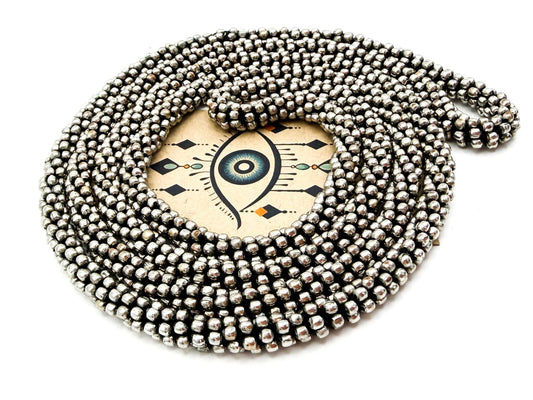 Silver Tone Popcorn Style Bead Necklace – Multi Strand Look