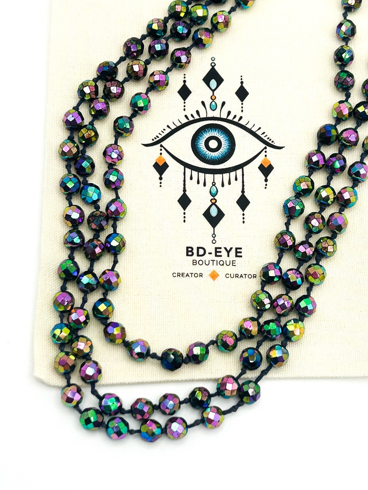 3-Layer Austrian Carnival Glass Faceted Iridescent Aurora Borealis VTG Necklace