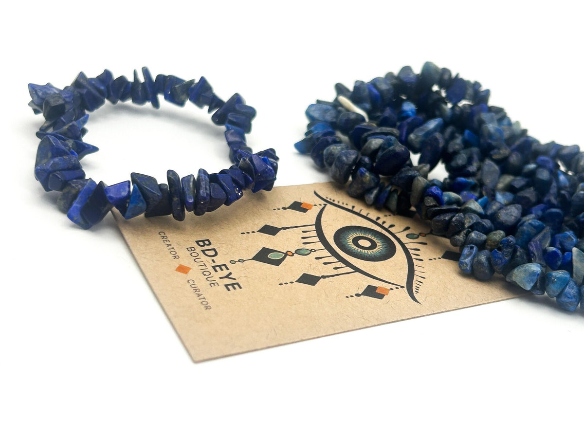Lapis Lazuli & Sodalite Semi-precious Gemstone Chip Necklace  Bracelet Set