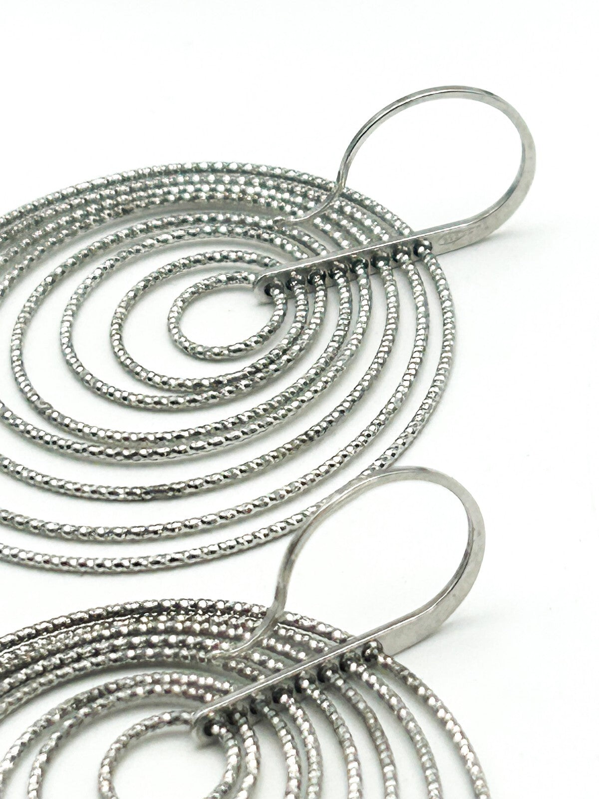 Sterling Silver 925 Spiral Circle Drop Earrings Large 4.5cm Dangle Boxed