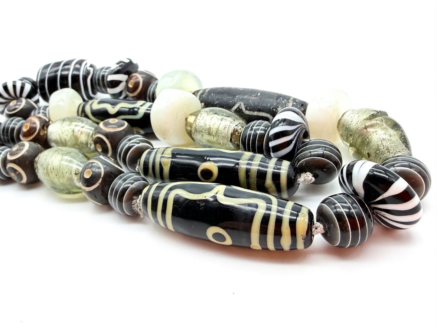 Vintage Tibetan Dzi Bead Necklace Tribal Boho Statement 25”