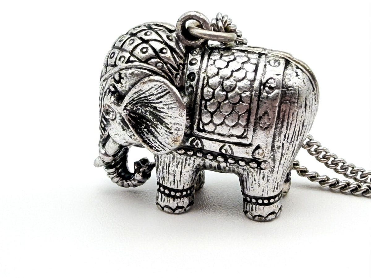 Accessorize Silver Tone Elephant Charm Pendant Long Necklace Boho