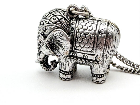 Accessorize Silver Tone Elephant Charm Pendant Long Necklace Boho