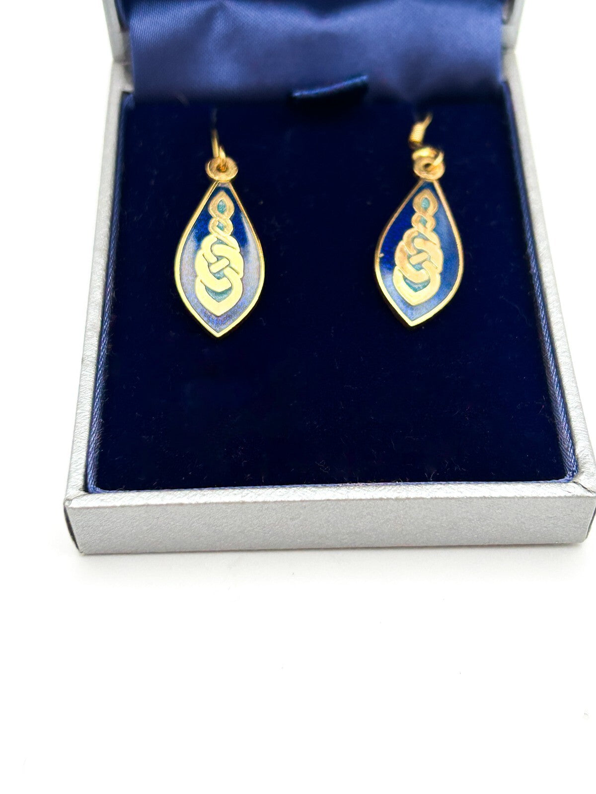 VTG Celtic Lands Sea Gems Collection Blue Enamel & Gold-Plated Teardrop Earrings