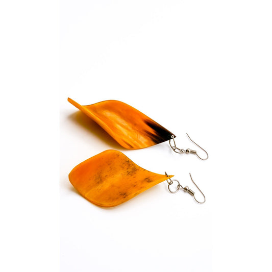 Large Curled Dangle Boho Statement Earrings - Organic Material