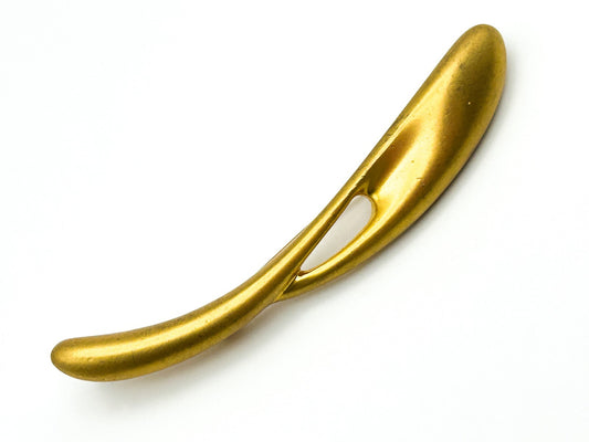 Gold Tone Abstract Sculptural Brooch with Brushed Finish