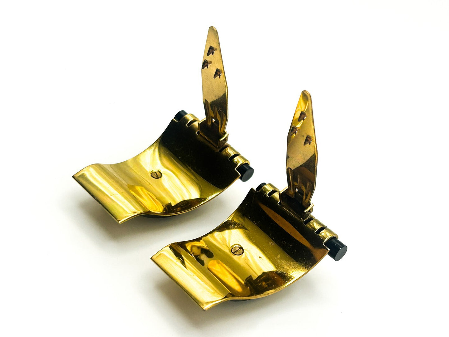 Vintage Shoe Dress Clips Art Deco Jean Painlevé Seahorse Black Gold Pair 1930s