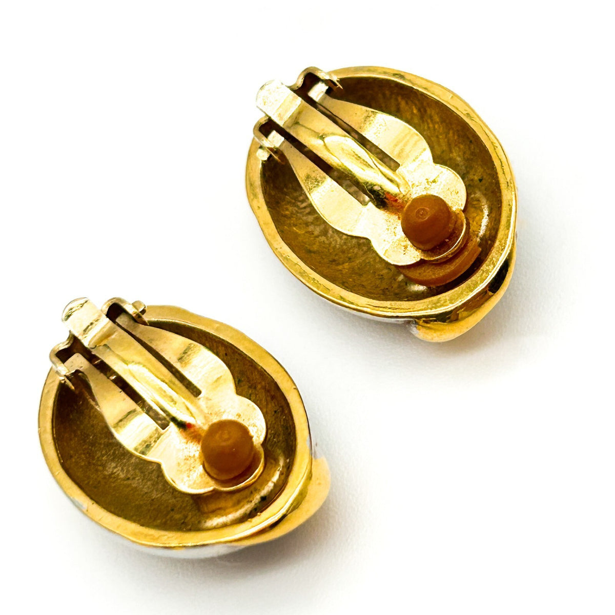 Vintage Chunky Gold and Silver Tone and Enamel Clip On Earrings Bundle 80s Retro