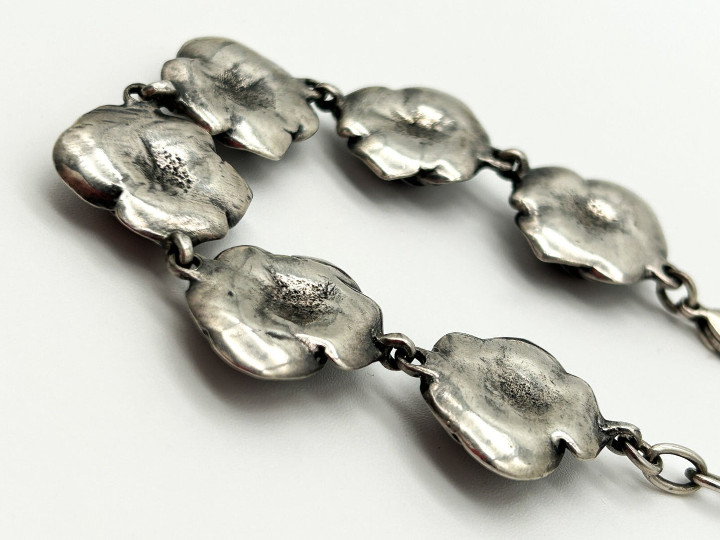 Miglio Silver Plated Rose Link Bracelet Statement Floral Bracelet