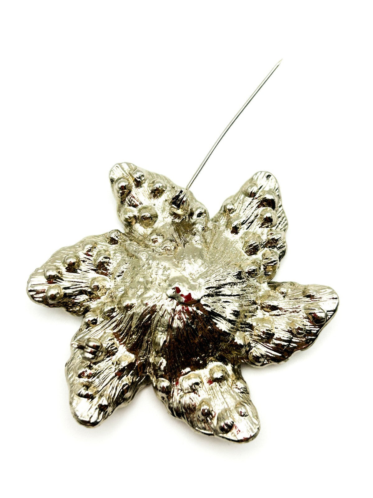 Vintage Brooch Silver Tone Rhinestone Diamanté Flower Statement Brooch 80s