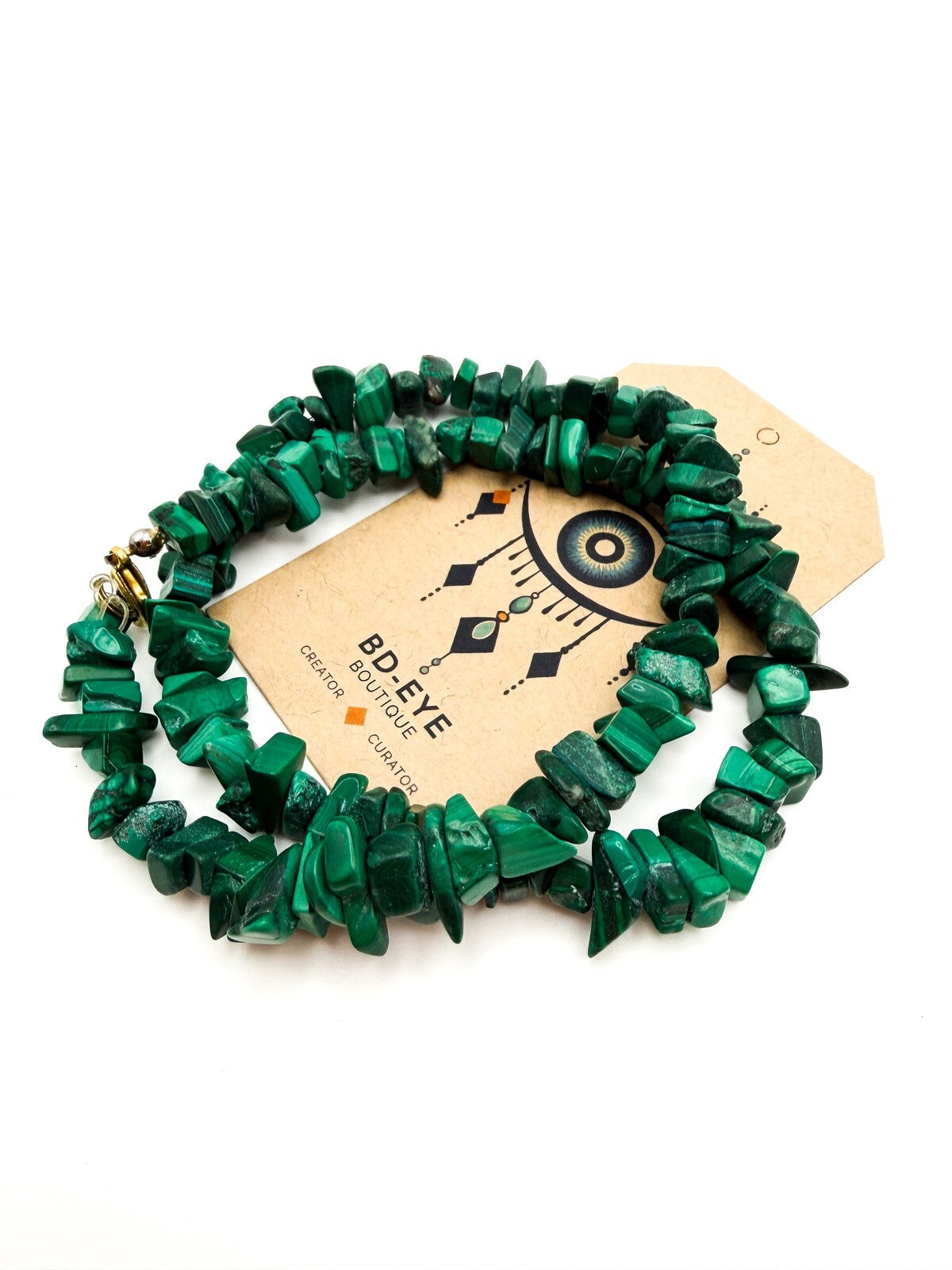 Vintage Malachite Chip Necklace - Semi-precious Gemstones - 19" - Boho, Green