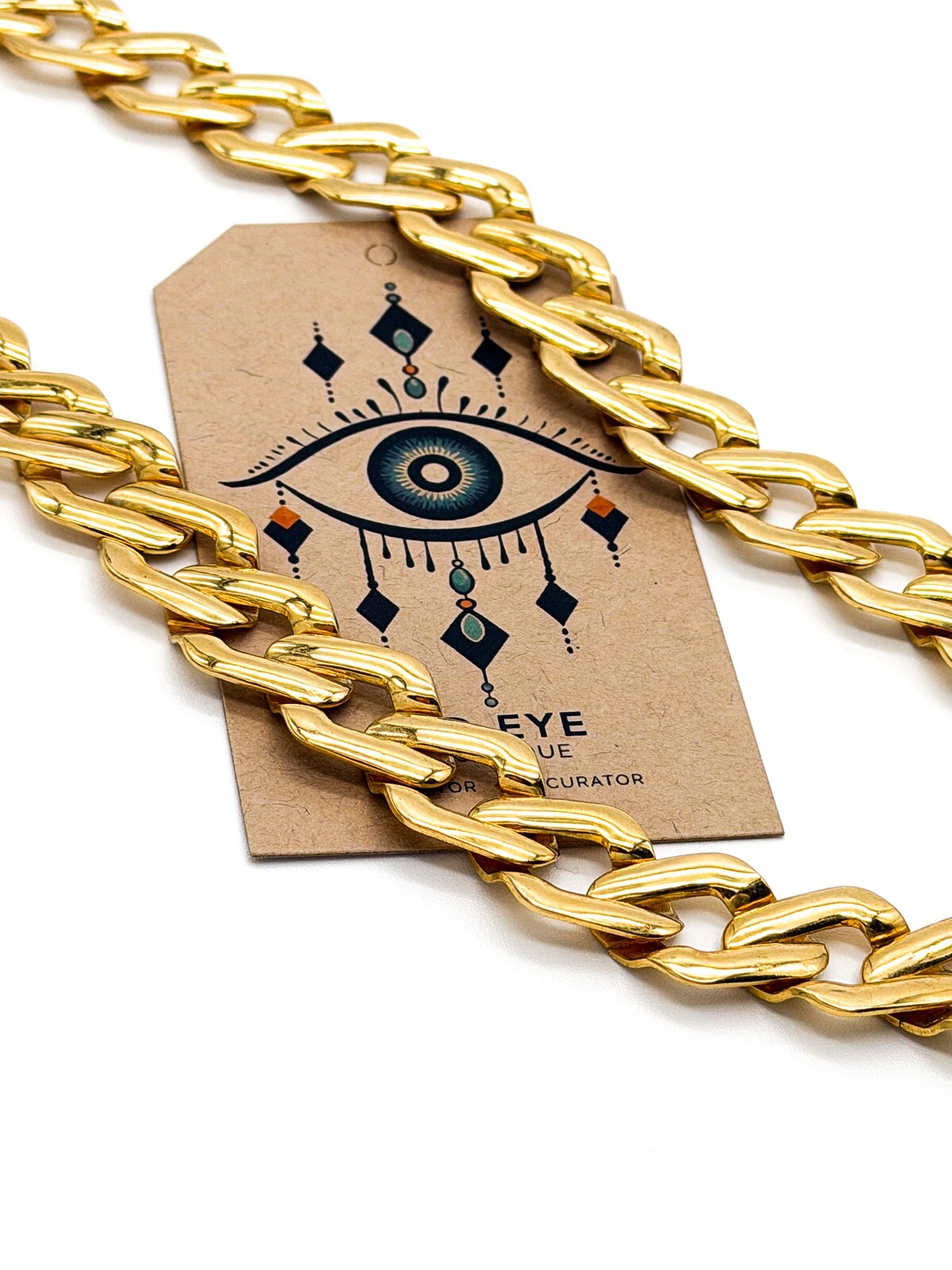 Chunky Gold Curb Chain Necklace Lightweight Link Choker 18.5”