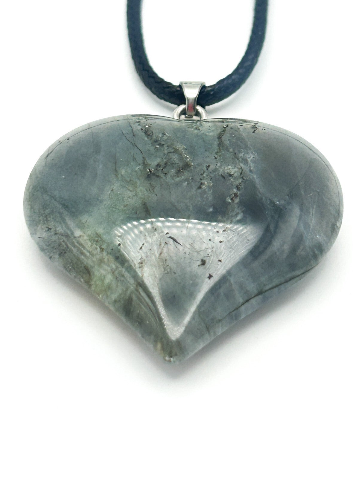 Gemstone Pendant Cord Necklace Bundle – Labradorite Heart, Picture Jasper Point