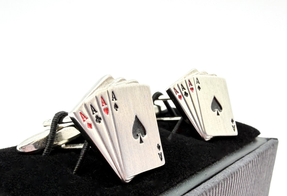 Thomas Nash Playing Card Novelty Cufflinks Silver Tone 4 Aces