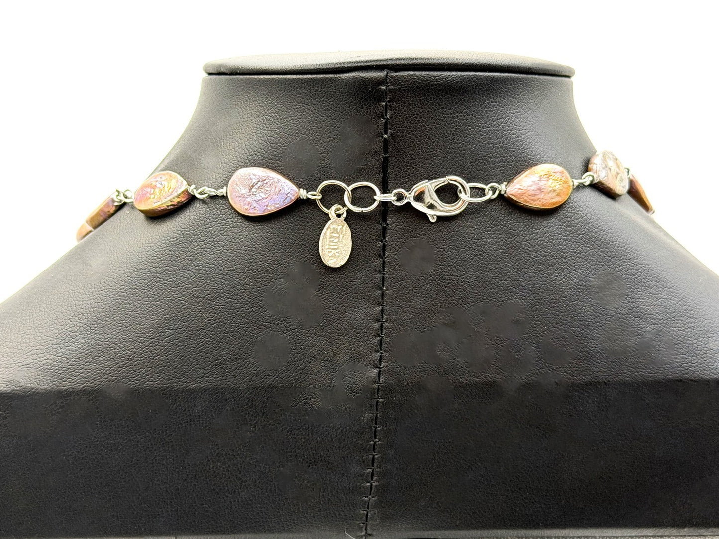 ETNIKA Iridescent Purple Keshi Pearl & Glass Heart Lariat Necklace