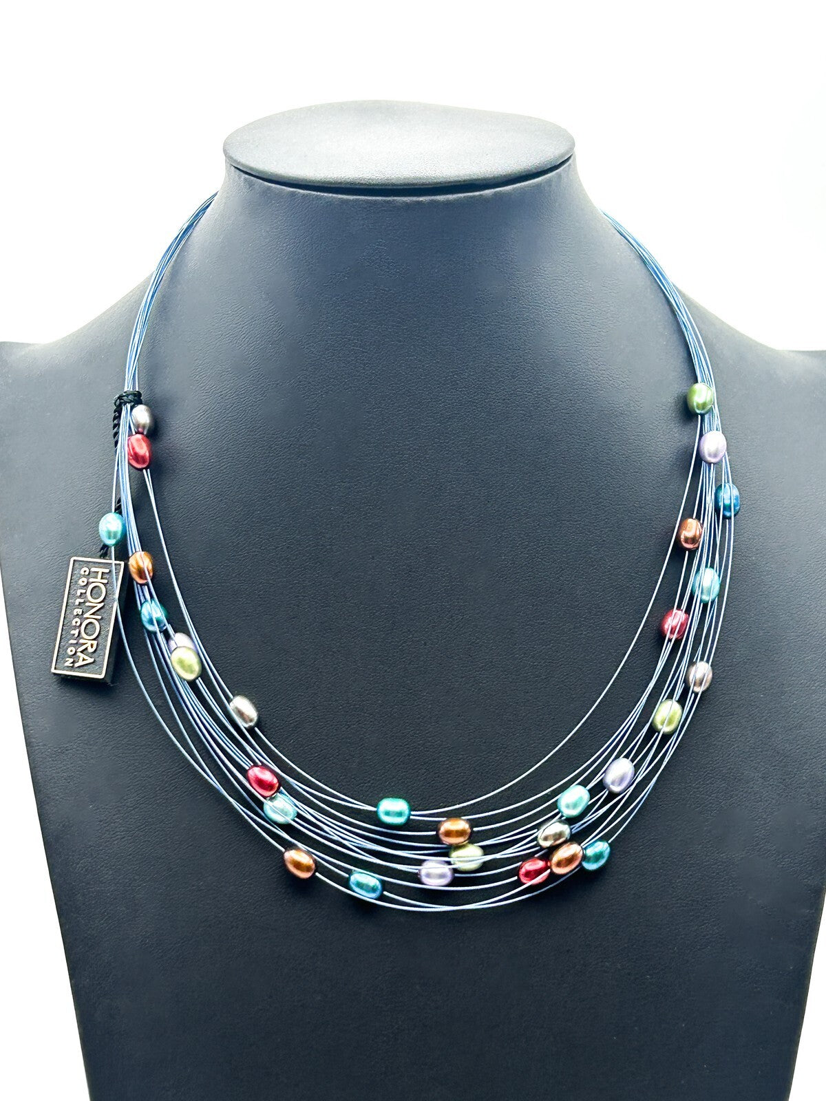 Honora Freshwater Pearl Necklace Floating Multi Strand 925 Silver Signed NWT