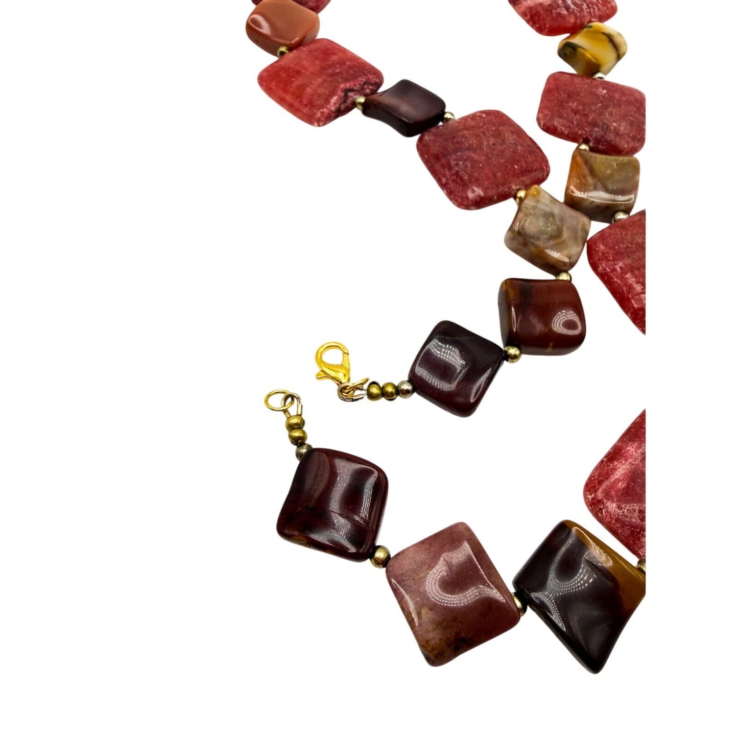 Chunky Rhodonite & Jasper Necklace - Substantial Semi-Precious Pink Gemstones