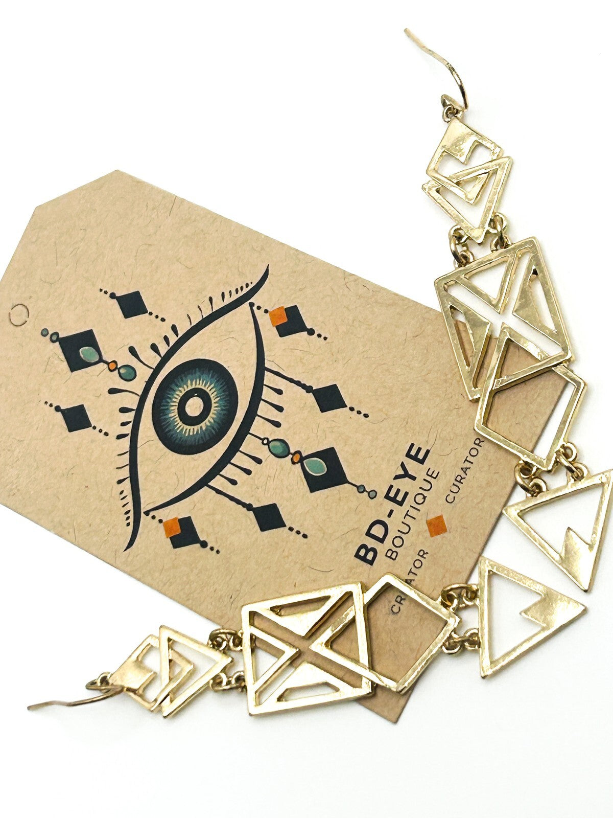 Gold Tone Articulated Geometric Dangle Earrings