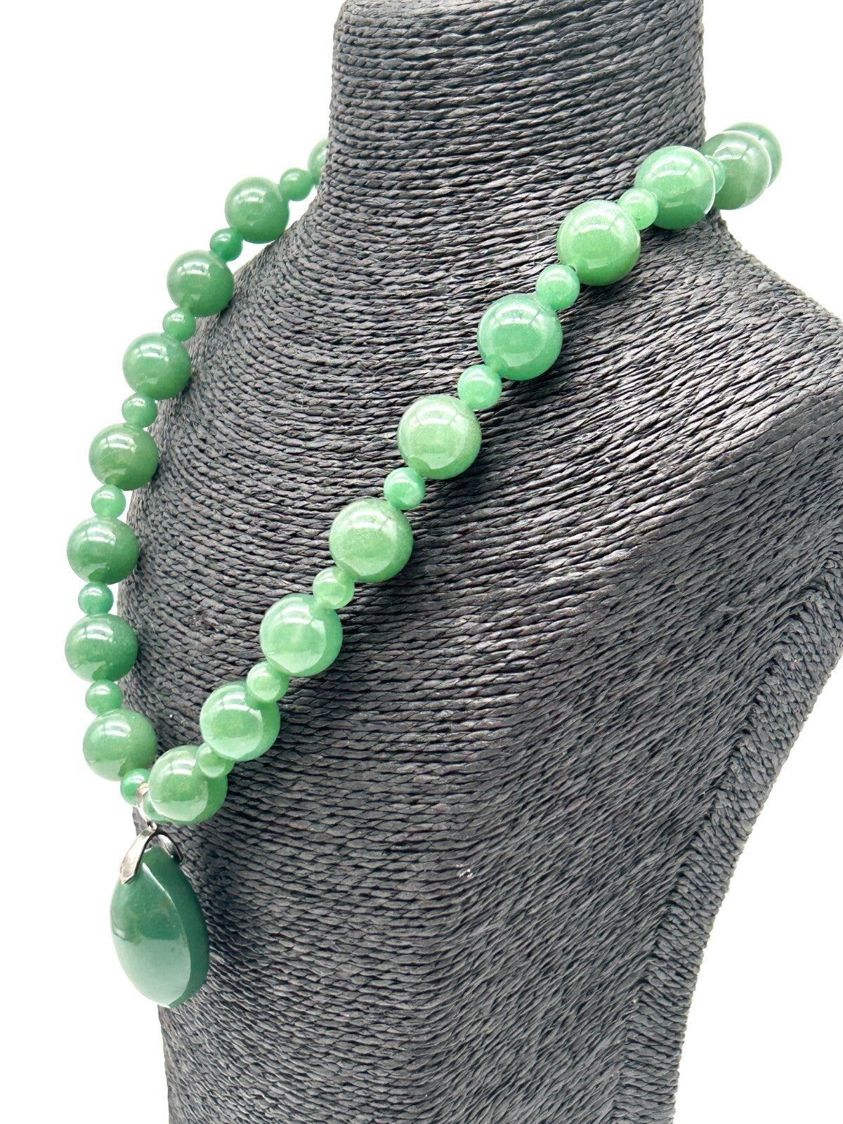 Aventurine Necklace & Earrings Set 925 Sterling Silver Pendant Bale 21”