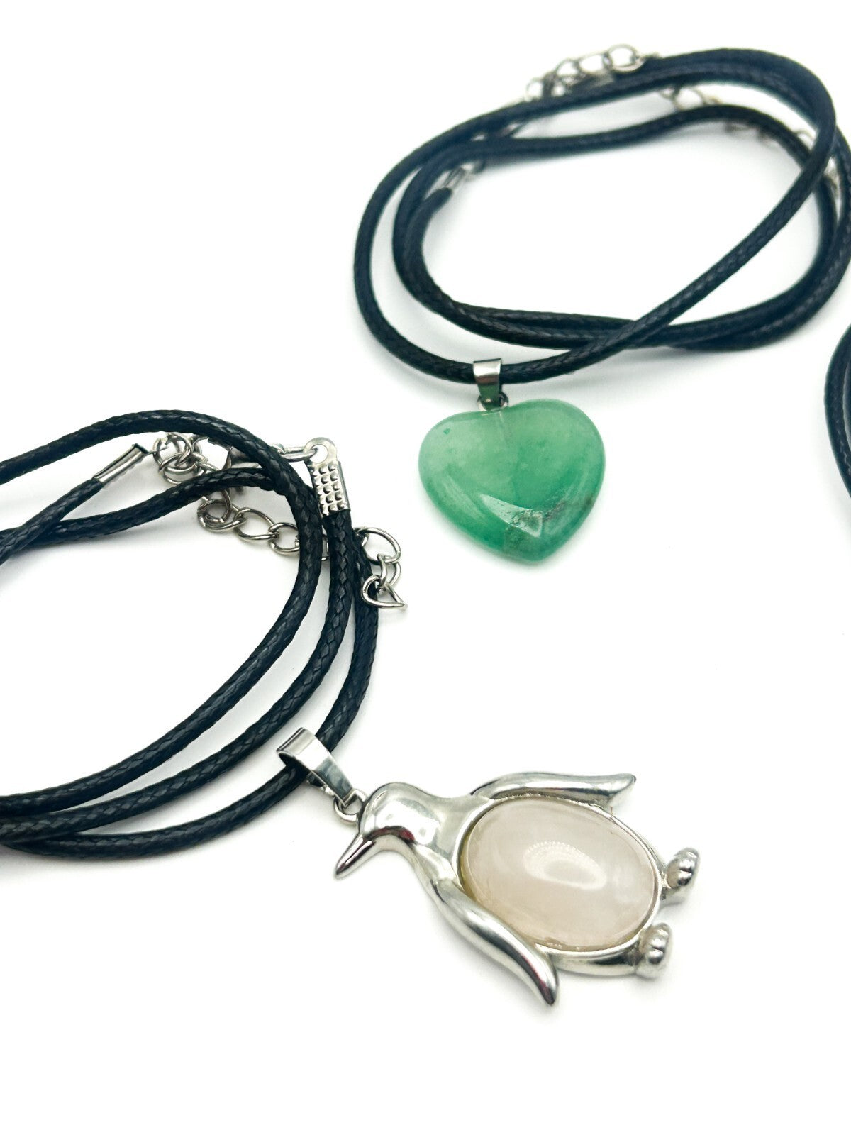 Gemstone Pendant Necklace Bundle – Carnelian, Quartz Penguin, Aventurine Heart