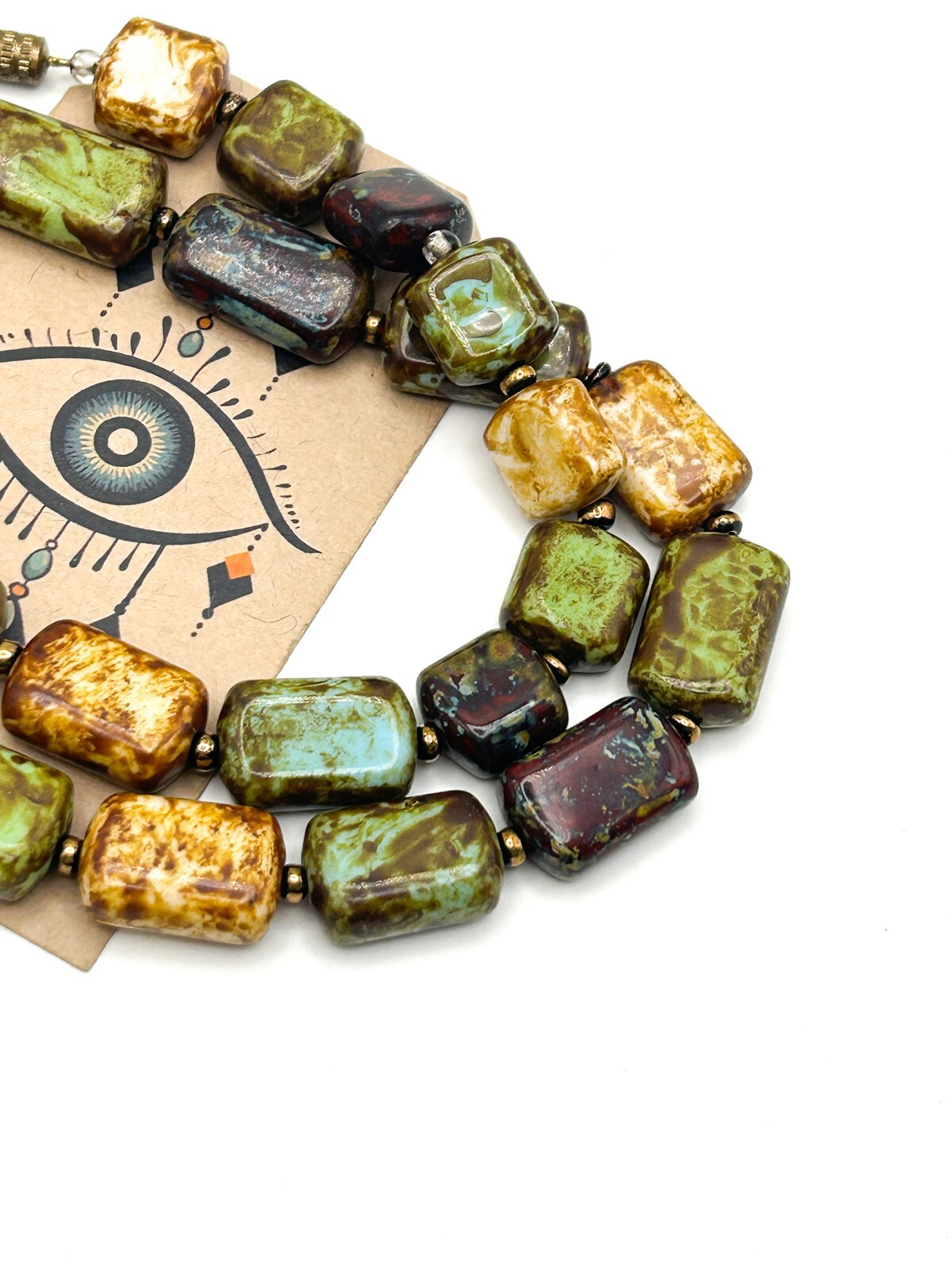 Vintage Picasso Mottled Glass Bead Necklace – 21.5”