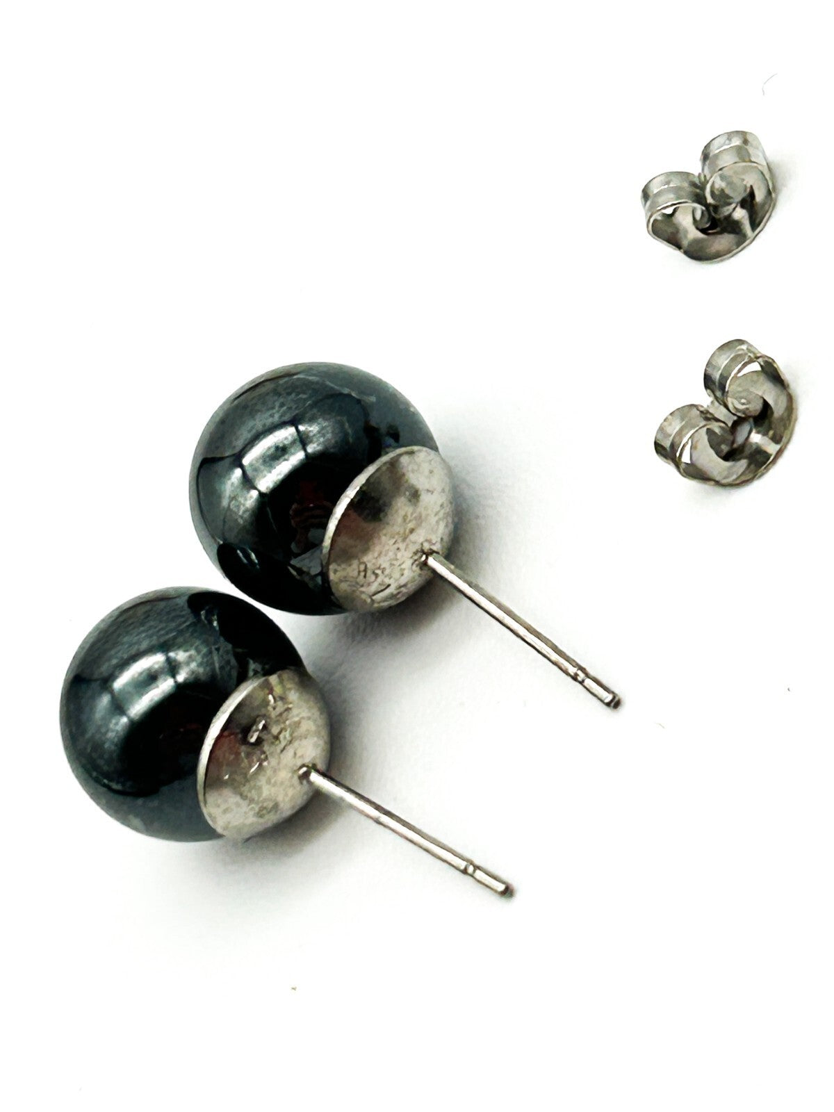 Set of 4 Pairs Semi-Precious Gemstone Stud Earrings 925 Sterling & 14TK Markings