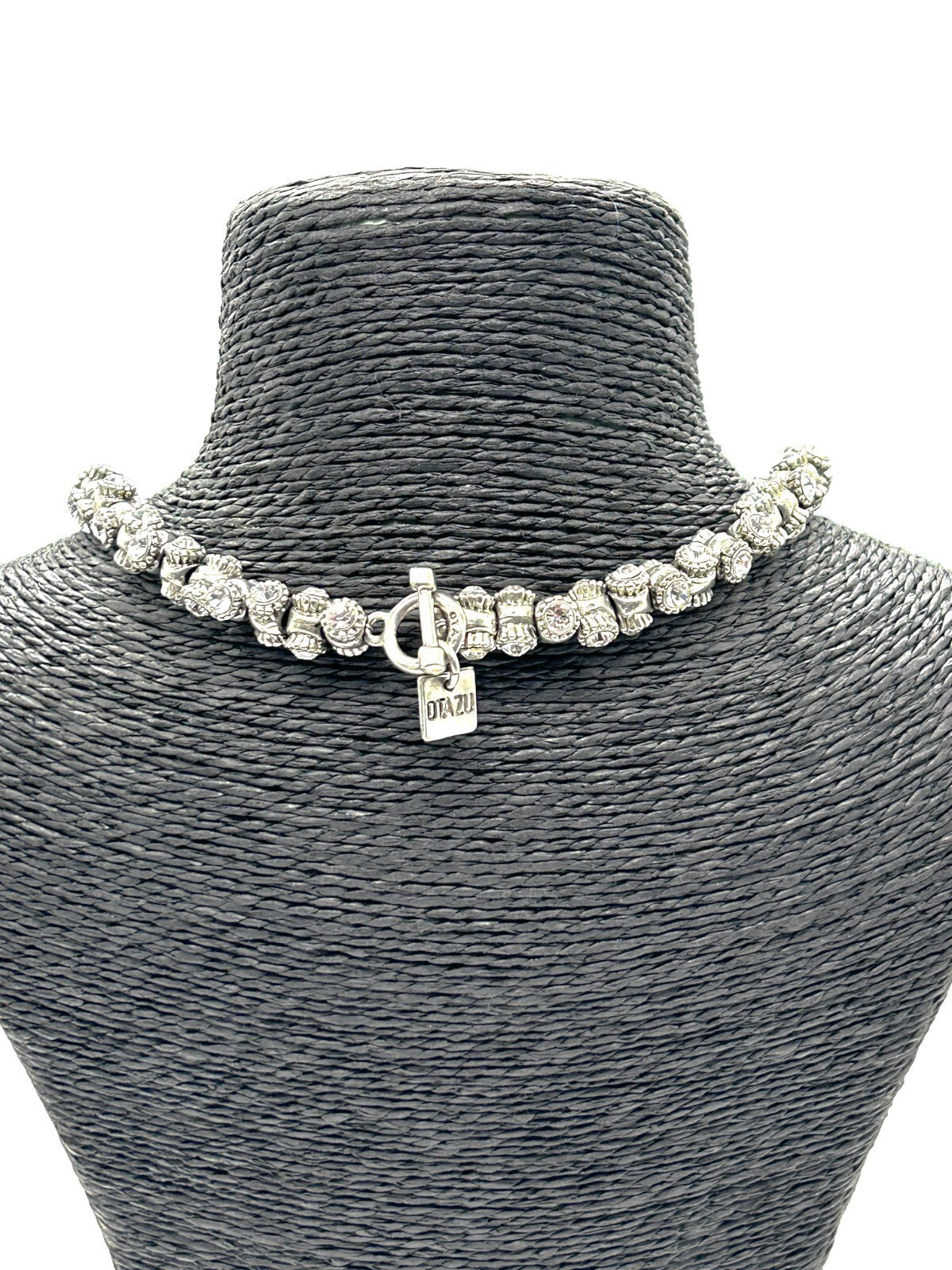 Roderigo Otazu Swarovski Crystal Silver Tone Barrel Choker Statement Necklace